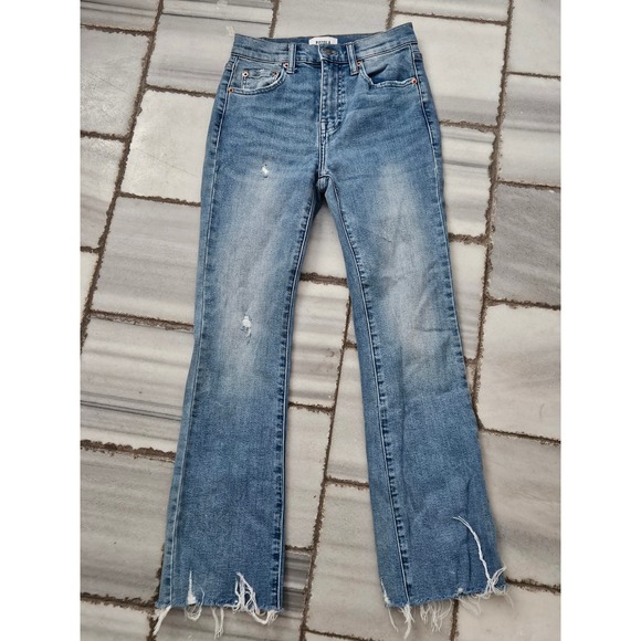 pistola Denim - Pistola High Rise Flare Jeans Blue Distressed Raw Hem Size 25 P6088SSJ-ZMA